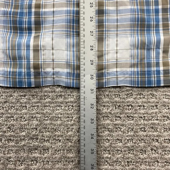 QUIKSILVER Shirt Men Large L Blue White Brown Plaid Button Up Casual Pocket Surf - Picture 11 of 12